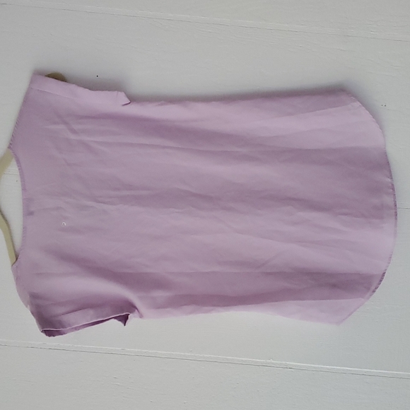 NWT Express Light Purple Lavender Zip Gramercy Top Blouse Cuffed Cap Sleeves - Picture 2 of 4
